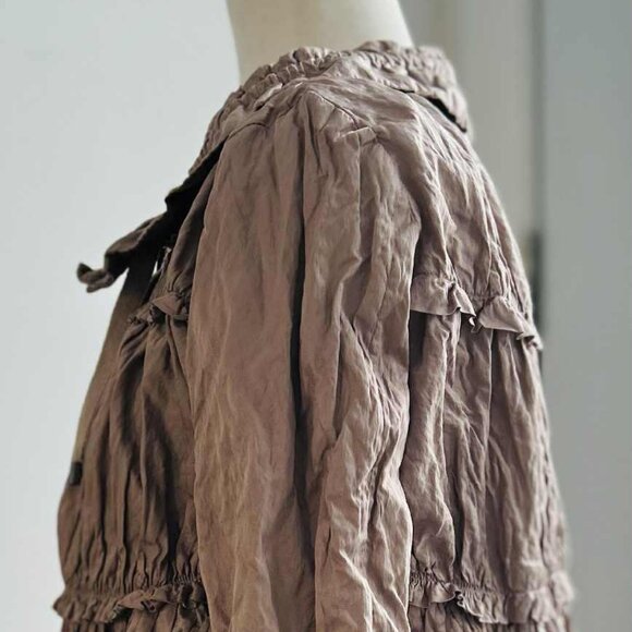 ZARA Woman Dusty Rose Crinkled Sculptural Tiered Jacket with Gathers – US M - Picture 7 of 10